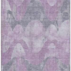 HomeRoots 8' X 10' Stylish Lavender & Gray Abstract Area Rug – Washable, UV Protected, Pet-Friendly Design! 701357