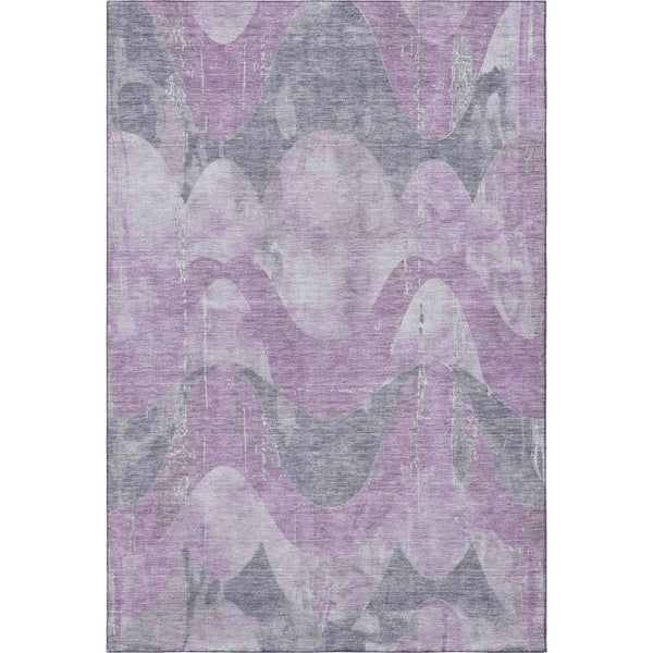 HomeRoots 9' X 12' Modern Lavender and Gray Abstract Area Rug - Washable, UV Protected, Stain Resistant Design 701358