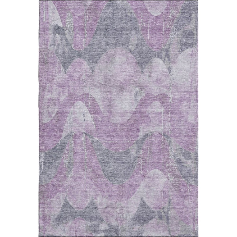 HomeRoots 10' Lavender & Gray Abstract Area Rug – Modern, Washable, UV-Protected for High-Traffic Spaces! 701359