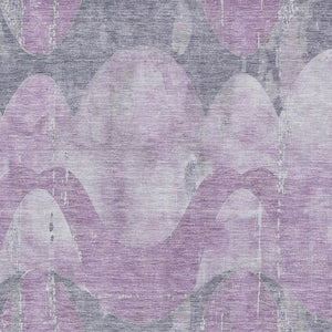 HomeRoots 10' Lavender & Gray Abstract Area Rug – Modern, Washable, UV-Protected for High-Traffic Spaces! 701359