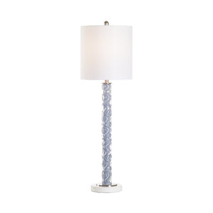 Chelsea House Emily Sculptural Table Lamp With Fluted Gray-Glass Body, Marble Base & White Shade — 39"H X 7"W 70136
