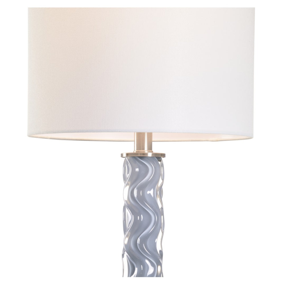 Chelsea House Emily Sculptural Table Lamp With Fluted Gray-Glass Body, Marble Base & White Shade — 39"H X 7"W 70136