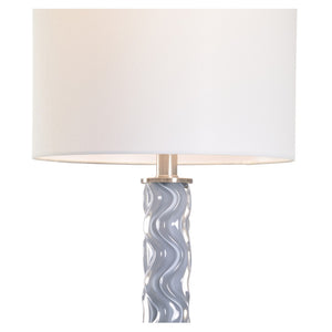 Chelsea House Emily Sculptural Table Lamp With Fluted Gray-Glass Body, Marble Base & White Shade — 39"H X 7"W 70136