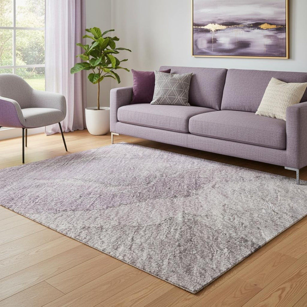 HomeRoots 5' X 8' Blush Gray Floral Area Rug - Soft, Washable, UV-Protected, Perfect for High-Traffic Spaces! 701367