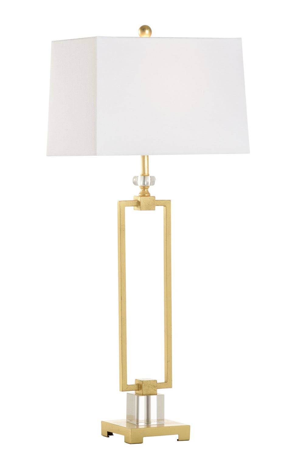 Chelsea House Serene Tall Rectangular Table Lamp With Metallic Gold Open-Frame, Acrylic Base & White Shade — Modern Accent Light 70137