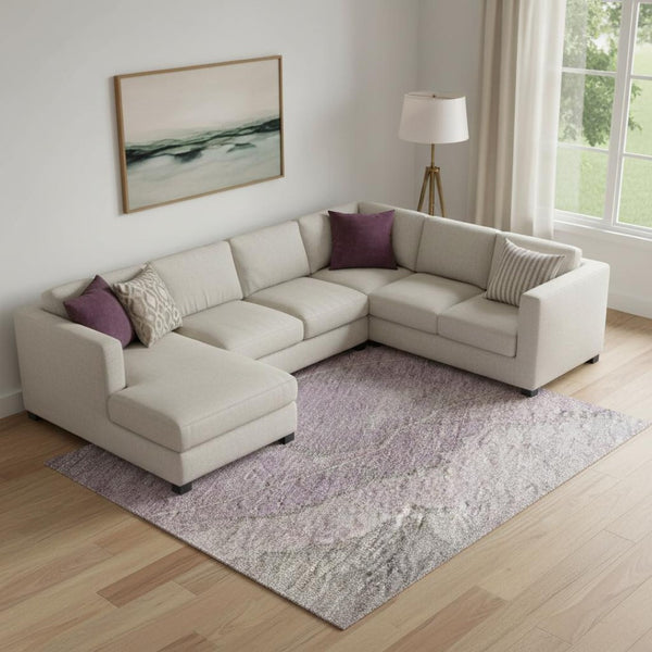 HomeRoots 9' X 12' Blush Gray Floral Area Rug - Washable, UV-Protected, Durable & Perfect for Any Home Decor 701370