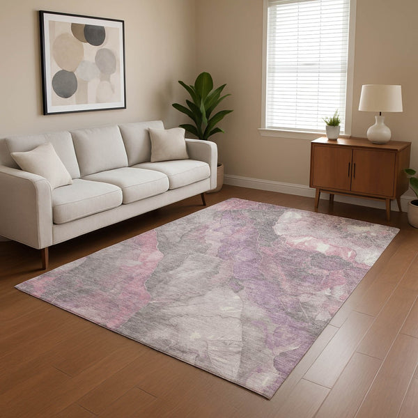 HomeRoots 9' X 12' Blush Gray Floral Area Rug - Washable, UV-Protected, Durable & Perfect for Any Home Decor 701370