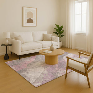 HomeRoots 9' X 12' Blush Gray Floral Area Rug - Washable, UV-Protected, Durable & Perfect for Any Home Decor 701370