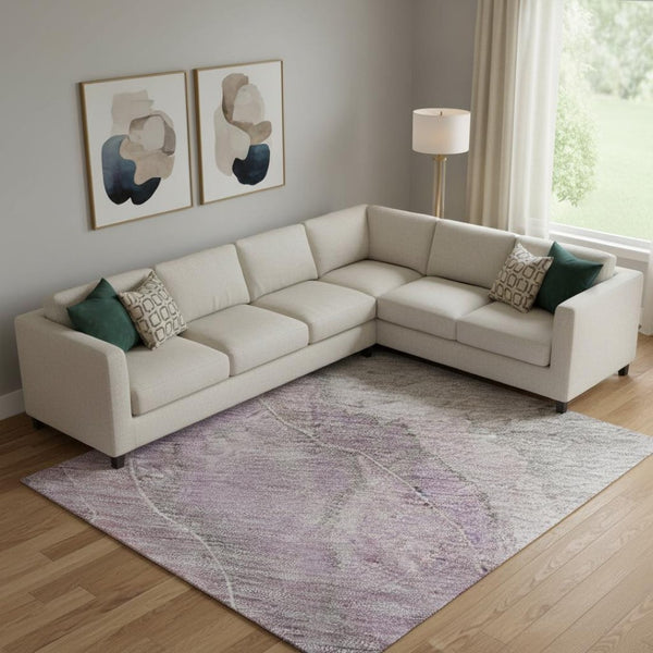 HomeRoots 10' X 14' Blush Gray Floral Area Rug with UV Protection - Stylish, Washable, and Kid-Friendly Design! 701371