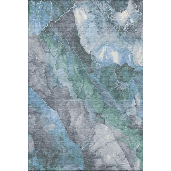HomeRoots 5' X 8' Floral Washable Area Rug - Blue Green Gray, UV Protected, Stain-Resistant, Durable & Non-Slip 701373