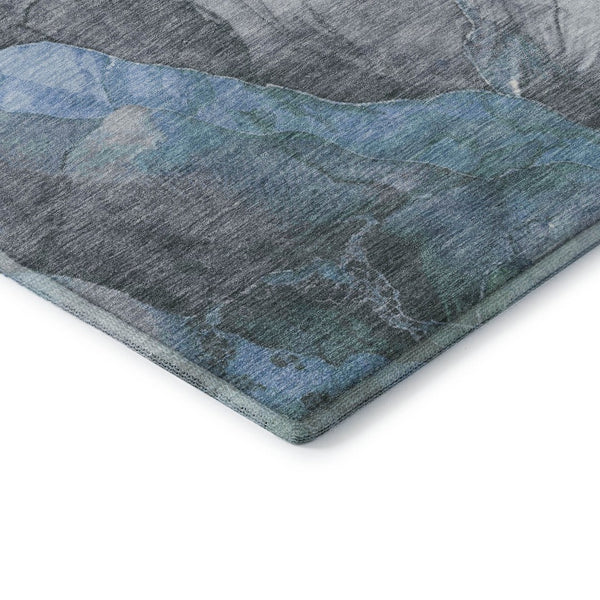 HomeRoots 5' X 8' Floral Washable Area Rug - Blue Green Gray, UV Protected, Stain-Resistant, Durable & Non-Slip 701373