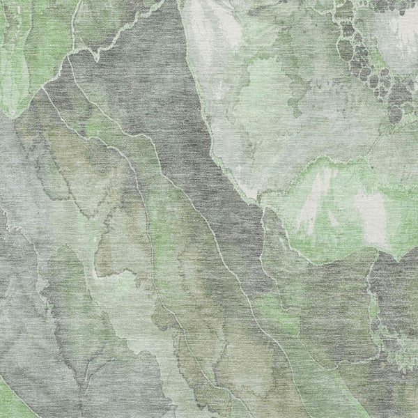 HomeRoots 5' X 8' Floral Area Rug in Green, Gray & Ivory – Washable, UV Protected, Non-Slip for High Traffic Areas 701379