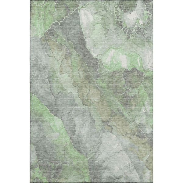 HomeRoots 9' X 12' Floral Area Rug in Green, Gray & Ivory – Washable, UV Protected & Stain Resistant Design 701382