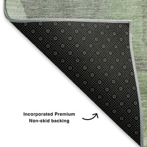 HomeRoots 9' X 12' Floral Area Rug in Green, Gray & Ivory – Washable, UV Protected & Stain Resistant Design 701382