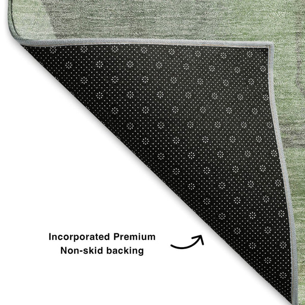 HomeRoots 9' X 12' Floral Area Rug in Green, Gray & Ivory – Washable, UV Protected & Stain Resistant Design 701382