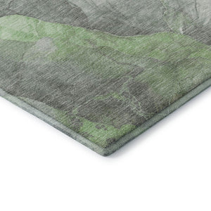 HomeRoots 9' X 12' Floral Area Rug in Green, Gray & Ivory – Washable, UV Protected & Stain Resistant Design 701382