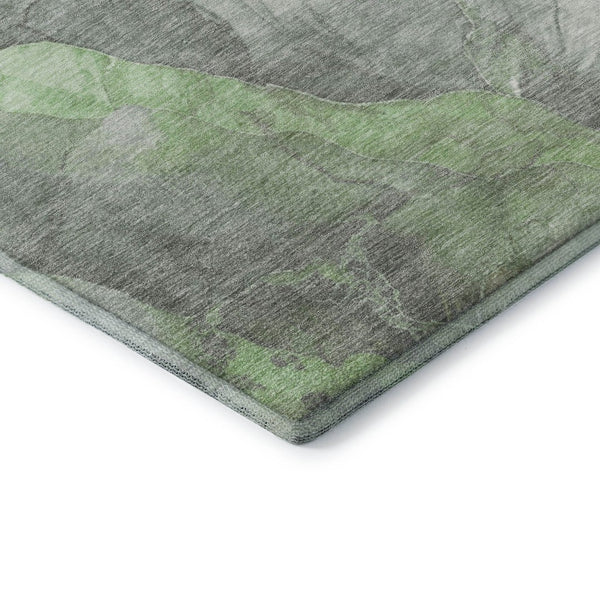 HomeRoots 9' X 12' Floral Area Rug in Green, Gray & Ivory – Washable, UV Protected & Stain Resistant Design 701382