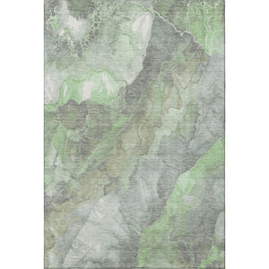 HomeRoots 9' X 12' Floral Area Rug in Green, Gray & Ivory – Washable, UV Protected & Stain Resistant Design 701382