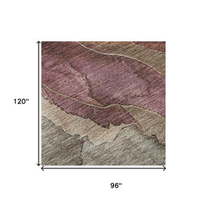 HomeRoots 8' X 10' Khaki Beige & Mauve Floral Area Rug - Washable, UV Protected, Perfect for Busy Homes! 701387