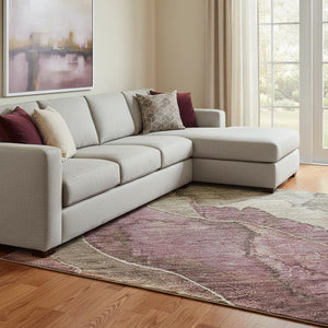 HomeRoots 8' X 10' Khaki Beige & Mauve Floral Area Rug - Washable, UV Protected, Perfect for Busy Homes! 701387