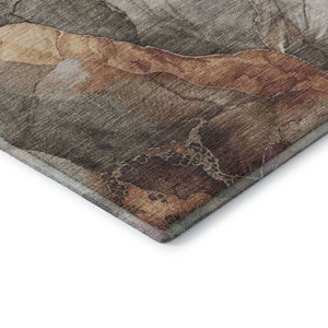 HomeRoots 9' X 12' Washable Khaki Beige & Mauve Floral Area Rug with UV Protection for High-Traffic Homes 701388