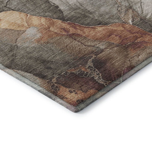HomeRoots 9' X 12' Washable Khaki Beige & Mauve Floral Area Rug with UV Protection for High-Traffic Homes 701388