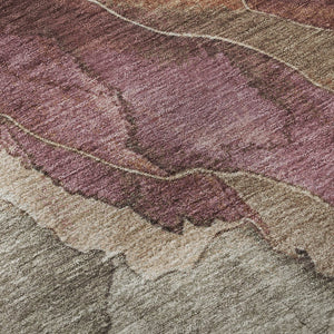 HomeRoots 9' X 12' Washable Khaki Beige & Mauve Floral Area Rug with UV Protection for High-Traffic Homes 701388