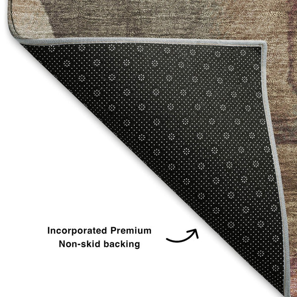 HomeRoots 10' X 14' Khaki Beige & Mauve Floral Area Rug - Washable, UV Protected, Perfect for High-Traffic Spaces! 701389