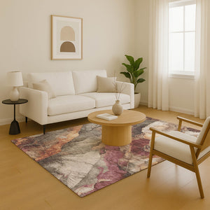 HomeRoots 10' X 14' Khaki Beige & Mauve Floral Area Rug - Washable, UV Protected, Perfect for High-Traffic Spaces! 701389