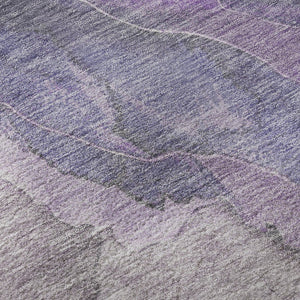 HomeRoots 8' Elegant Purple Ivory Gray Floral Washable Round Rug - Durable, UV Protected, and Easy Care! 701392