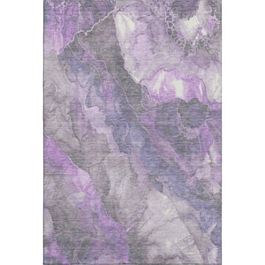 HomeRoots 9' X 12' Purple, Ivory & Gray Floral Washable Area Rug - UV Protected, Stain Resistant & Stylish! 701394