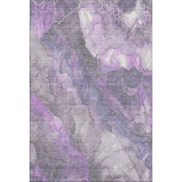 HomeRoots 9' X 12' Purple, Ivory & Gray Floral Washable Area Rug - UV Protected, Stain Resistant & Stylish! 701394