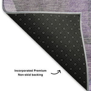 HomeRoots 9' X 12' Purple, Ivory & Gray Floral Washable Area Rug - UV Protected, Stain Resistant & Stylish! 701394