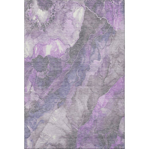 HomeRoots 9' X 12' Purple, Ivory & Gray Floral Washable Area Rug - UV Protected, Stain Resistant & Stylish! 701394