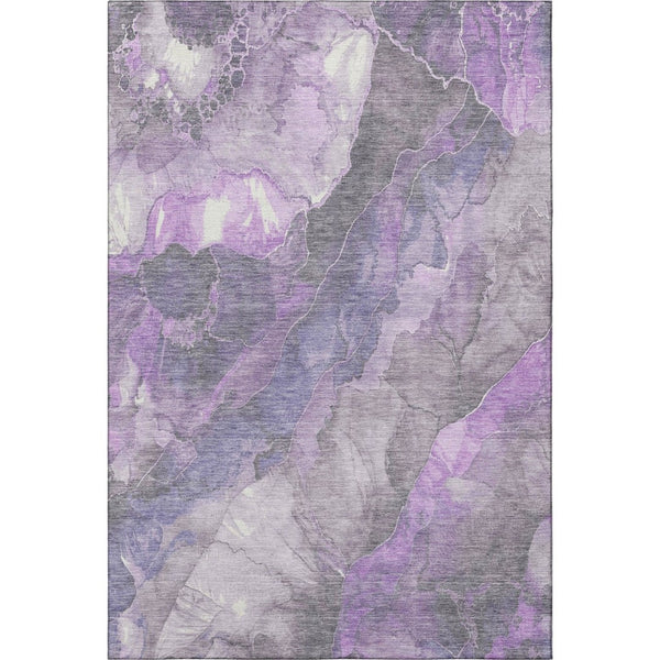 HomeRoots 9' X 12' Purple, Ivory & Gray Floral Washable Area Rug - UV Protected, Stain Resistant & Stylish! 701394