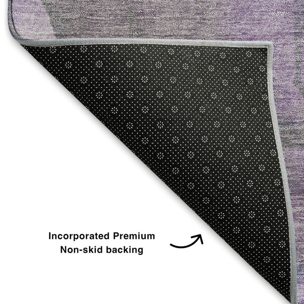 HomeRoots 10' X 14' Floral Area Rug in Purple, Ivory & Gray - Washable, UV-Protected, Stain-Resistant Design 701395