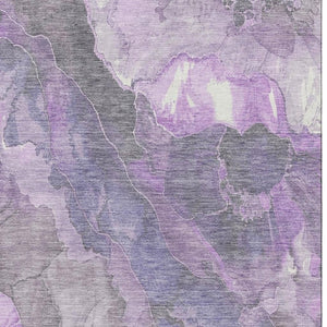 HomeRoots 10' X 14' Floral Area Rug in Purple, Ivory & Gray - Washable, UV-Protected, Stain-Resistant Design 701395