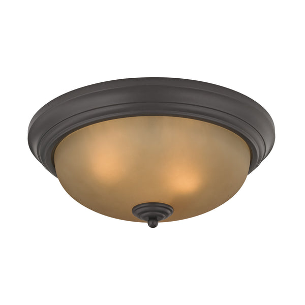 Thomas Lighting Huntington Two Light Flush Mount with Glass Dome Shades for Classic Ceiling Ambiance 15 inches Black 7013FM/10