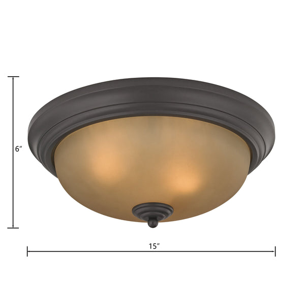 Thomas Lighting Huntington Two Light Flush Mount with Glass Dome Shades for Classic Ceiling Ambiance 15 inches Black 7013FM/10