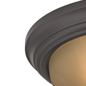 Thomas Lighting Huntington Two Light Flush Mount with Glass Dome Shades for Classic Ceiling Ambiance 15 inches Black 7013FM/10