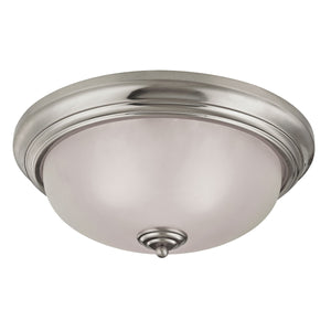 Thomas Lighting Huntington Two Light Flush Mount with Glass Dome Shades for Classic Ceiling Ambiance 15 inches Nickel 7013FM/20