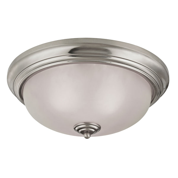 Thomas Lighting Huntington Two Light Flush Mount with Glass Dome Shades for Classic Ceiling Ambiance 15 inches Nickel 7013FM/20