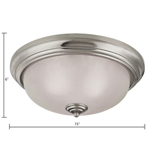 Thomas Lighting Huntington Two Light Flush Mount with Glass Dome Shades for Classic Ceiling Ambiance 15 inches Nickel 7013FM/20