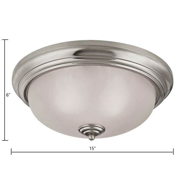 Thomas Lighting Huntington Two Light Flush Mount with Glass Dome Shades for Classic Ceiling Ambiance 15 inches Nickel 7013FM/20