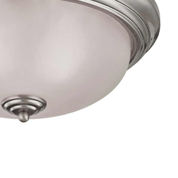 Thomas Lighting Huntington Two Light Flush Mount with Glass Dome Shades for Classic Ceiling Ambiance 15 inches Nickel 7013FM/20