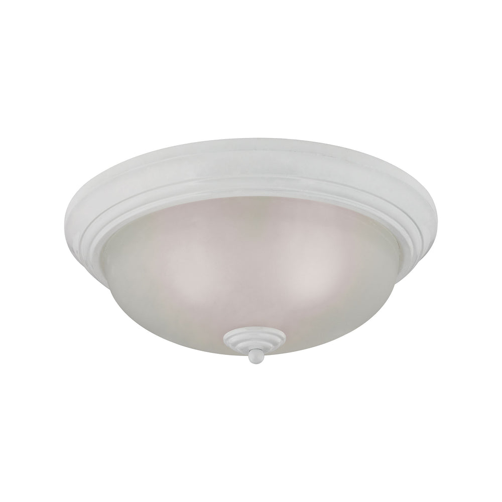 Thomas Lighting Huntington Two Light Flush Mount with Glass Dome Shades for Classic Ceiling Ambiance 15 inches White 7013FM/40
