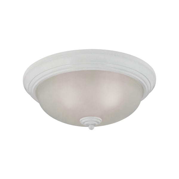 Thomas Lighting Huntington Two Light Flush Mount with Glass Dome Shades for Classic Ceiling Ambiance 15 inches White 7013FM/40