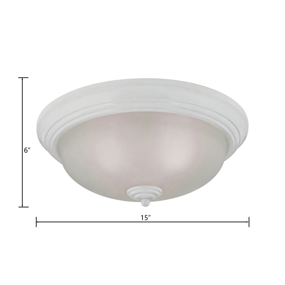 Thomas Lighting Huntington Two Light Flush Mount with Glass Dome Shades for Classic Ceiling Ambiance 15 inches White 7013FM/40