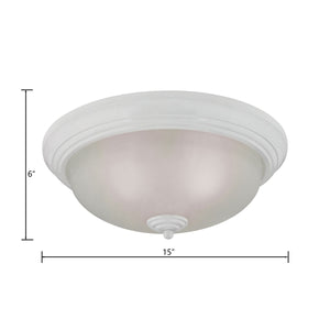 Thomas Lighting Huntington Two Light Flush Mount with Glass Dome Shades for Classic Ceiling Ambiance 15 inches White 7013FM/40