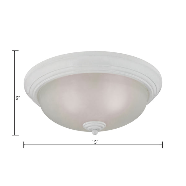 Thomas Lighting Huntington Two Light Flush Mount with Glass Dome Shades for Classic Ceiling Ambiance 15 inches White 7013FM/40